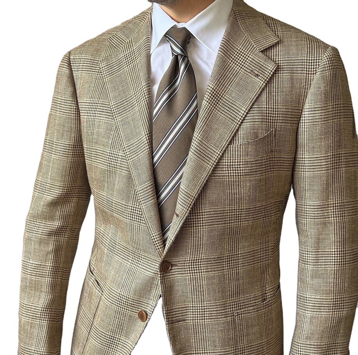 Business Brown Khaki Suits Groom Wedding Suit Party Fashion Tuxedos 3Piece(Jacket Vest Pants)