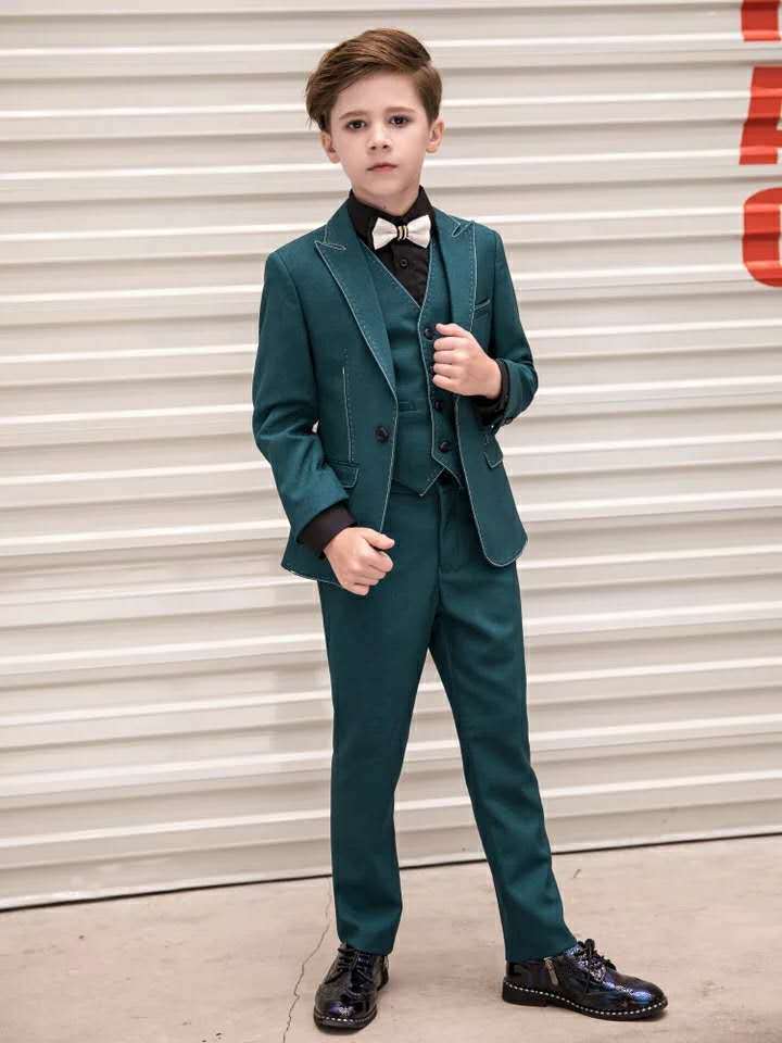 Boy's suit three suits dress gown handsome British spring new piano performance model walk show Costume