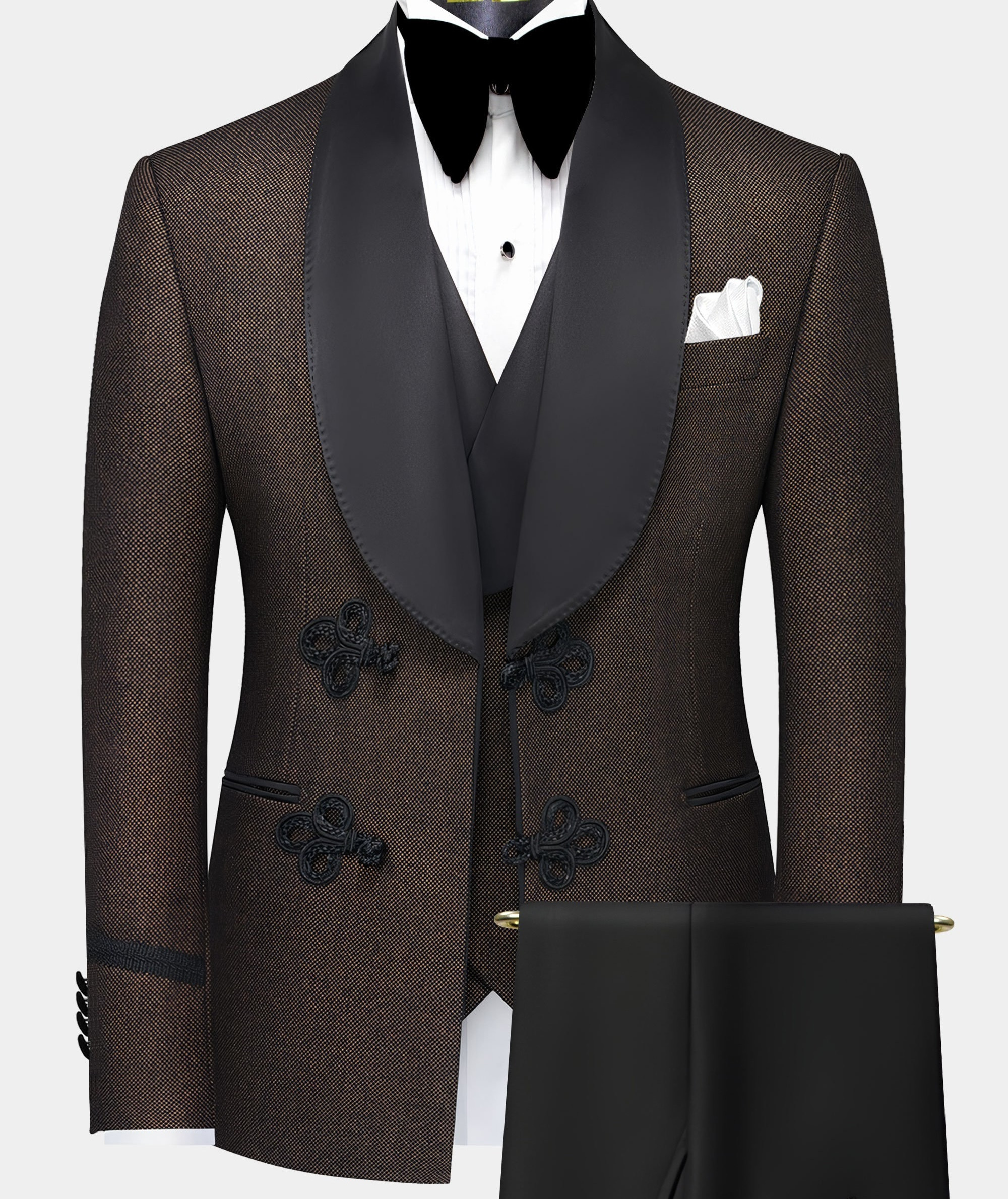 Bespoke Custom Prom Suit Classic Wedding Men Tuxedo Dark Brown Diamond Tuxedo 3 Piece Men Suits