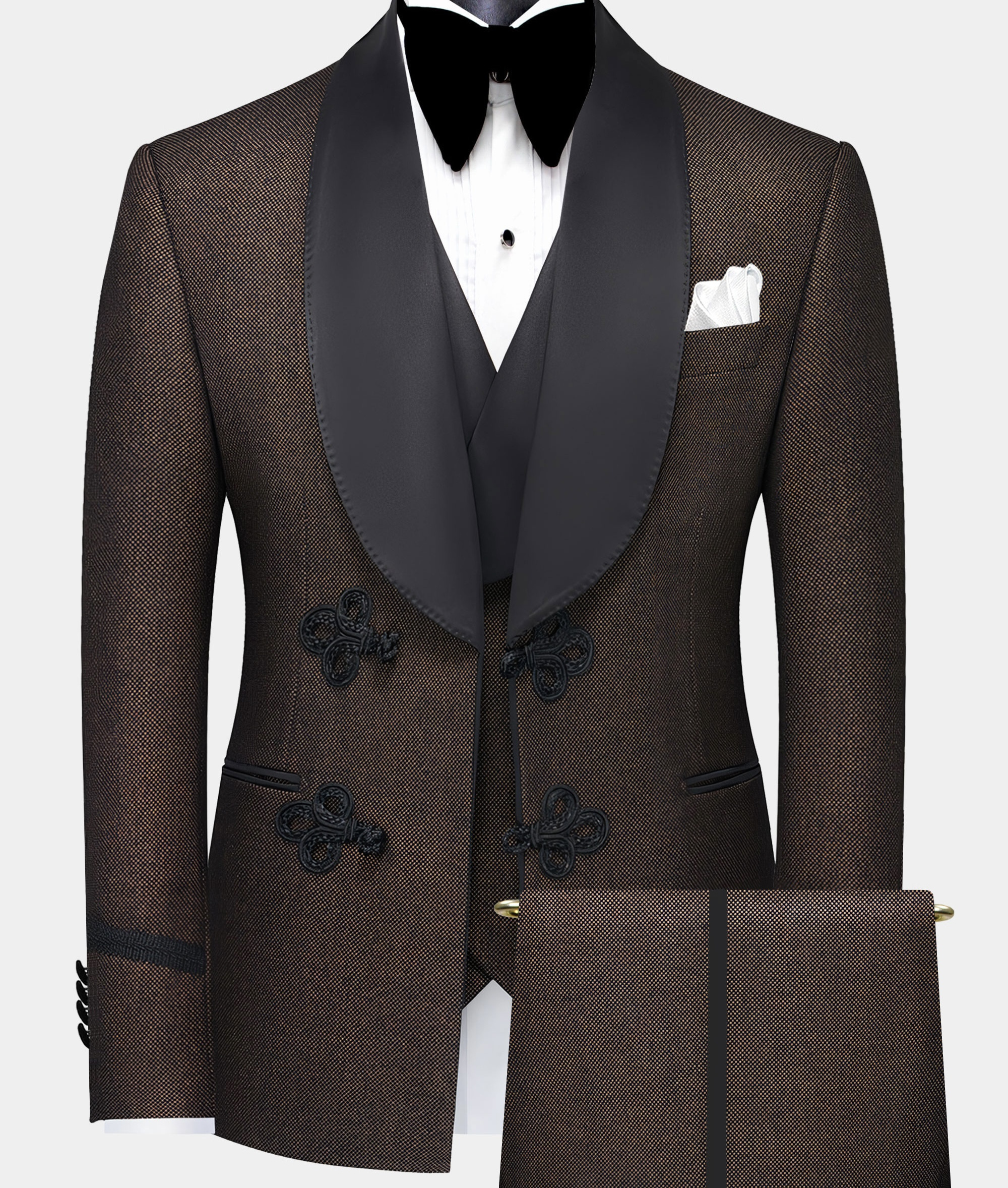 Bespoke Custom Prom Suit Classic Wedding Men Tuxedo Dark Brown Diamond Tuxedo 3 Piece Men Suits