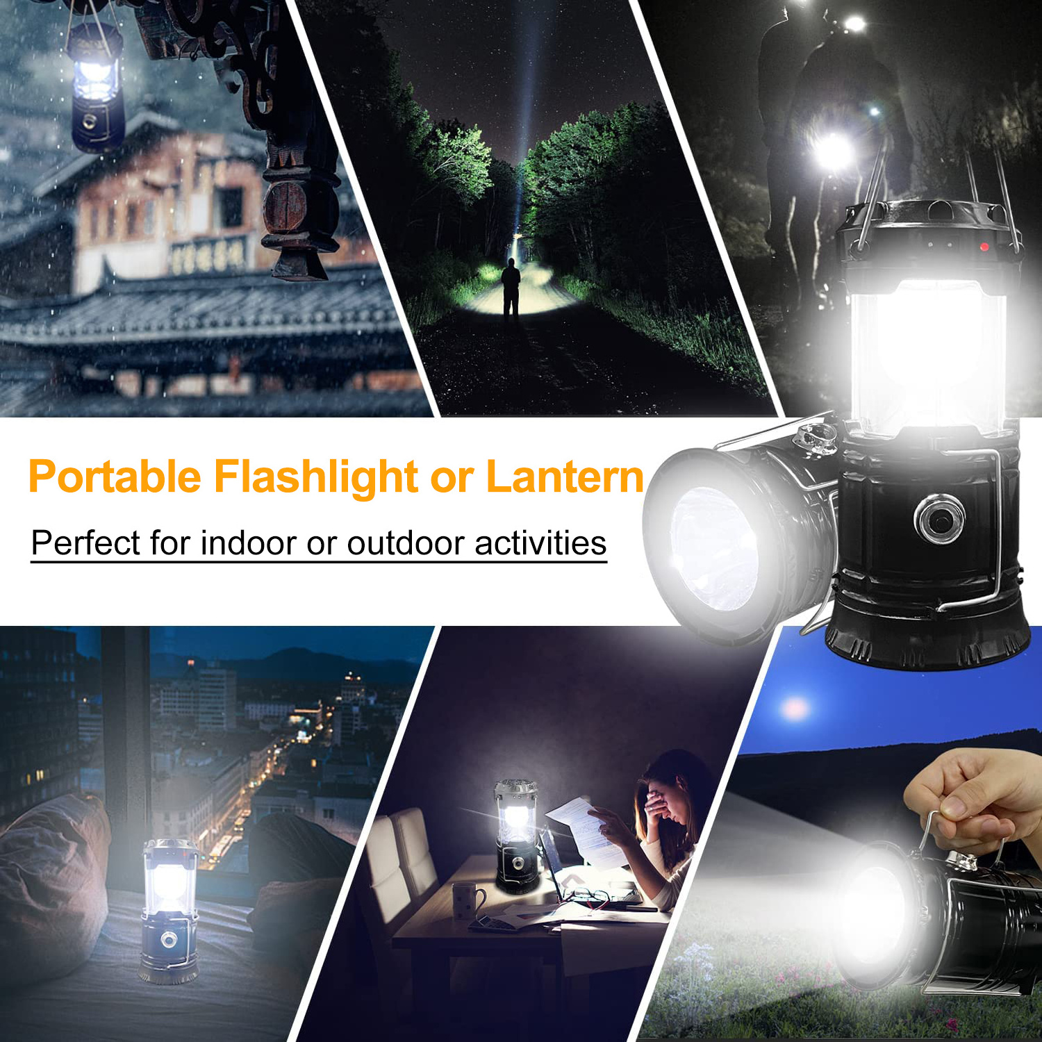 Collapsible Outdoor Portable Camping Lantern Solar Powered Rechargeable Hand Lamp Pop Up Foldable Lighting Tools LED Flashlights