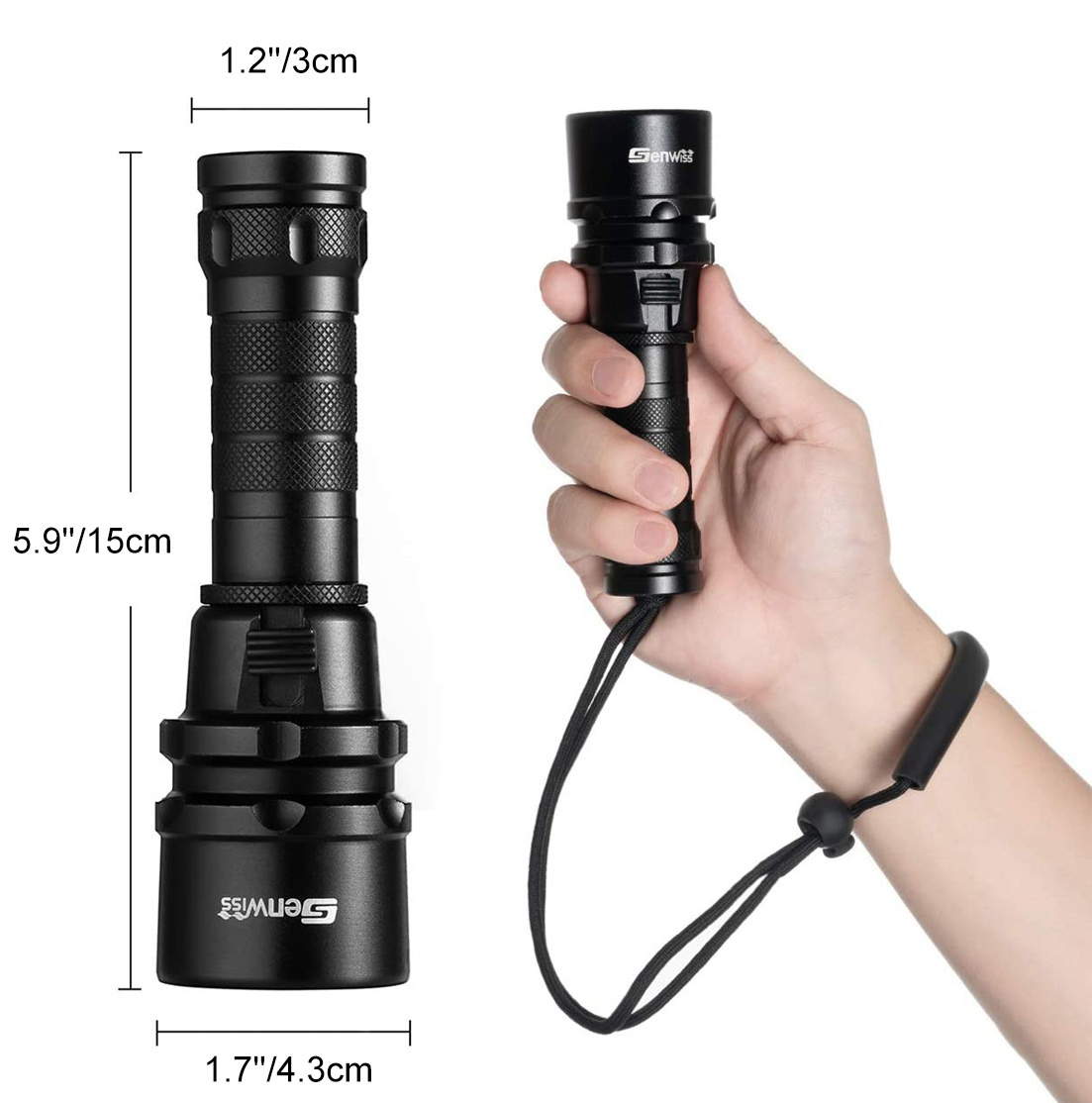 Scuba Diving Flashlights 1200 Lumen IPX68 Waterproof Submerged Lamp Rechargeable Torch Underwater XM-L2 LED Submarine Lights