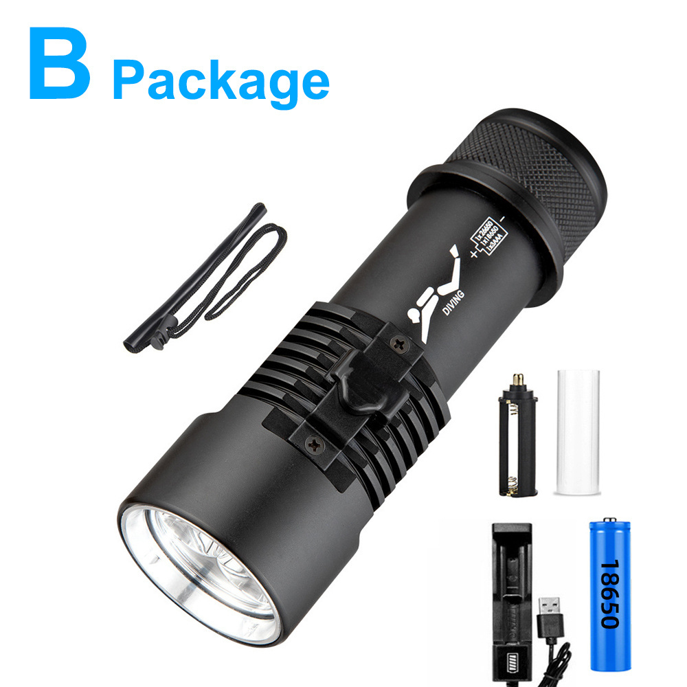 XHP70 LED Underlight Portable Marine Underwater Lights Mini Flashlights Torch for Snorkeling Scuba Diving Wrist Strap Cave Cross