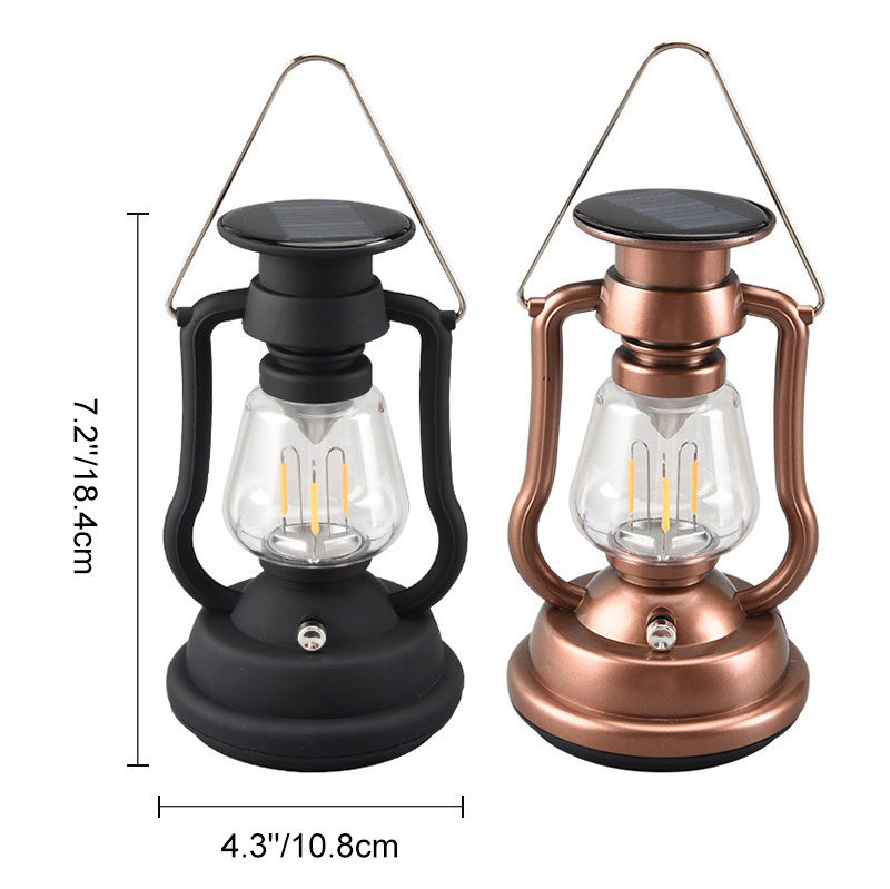 Solar Powered Tungsten Lamp Home Party Camping Decoration Lantern LED Rechargeable Hand Crank Lights with 3 Charging Methods