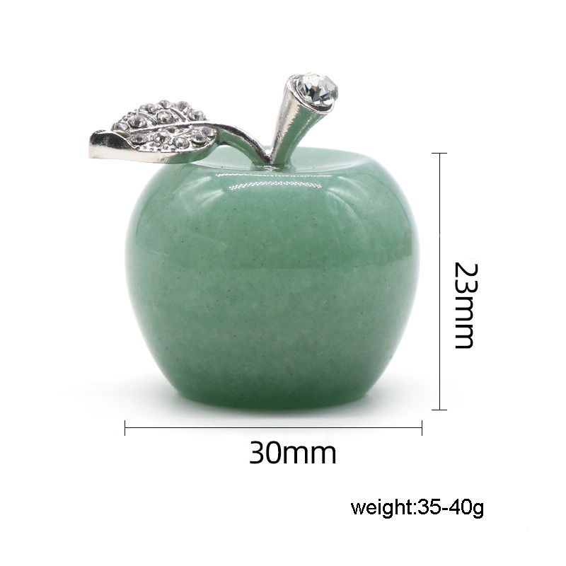 Newest 23*30mm Christmas Apple Natural Healing Crystals Stone Hand Carved Craft Ornament For Home Desk Decoration Gift