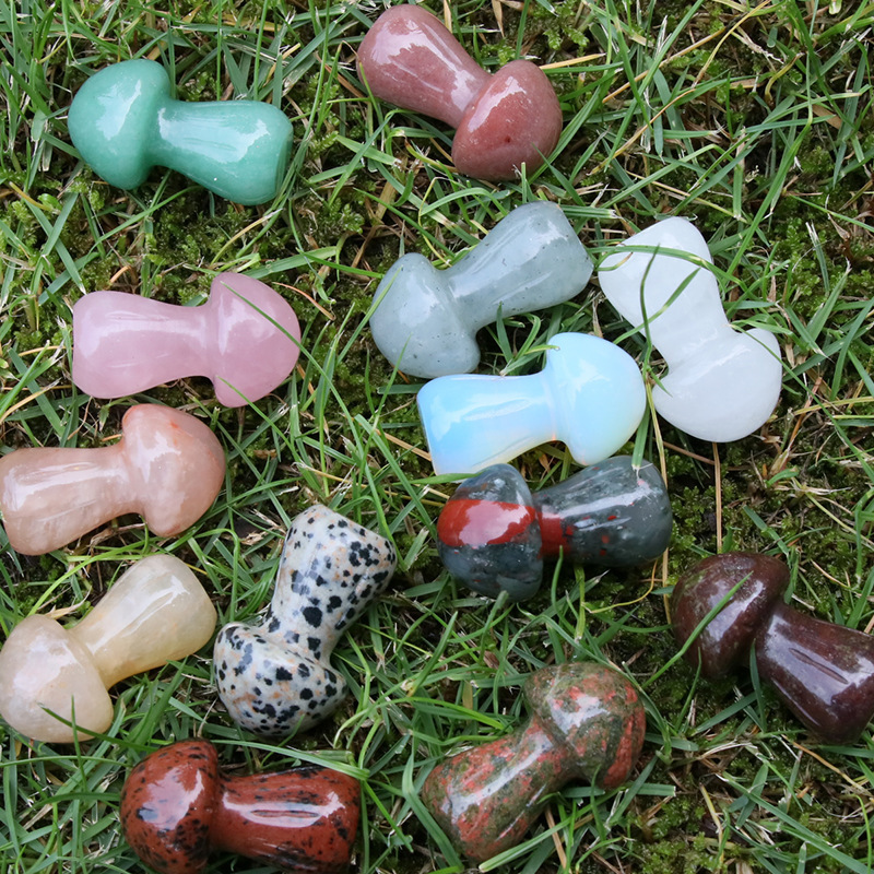 New Arrivals Big Mushroom 22*35mm Natural Hand Carving High Polished Healing Crystals Deodorant Stones Crafts Jewelry