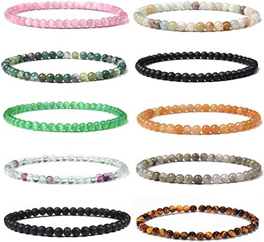 Less is More New 2023 hot 4MM Mini Gemstone Energy Tiny Bracelet Natural Stone Statement Charm Beaded Couples Bracelets