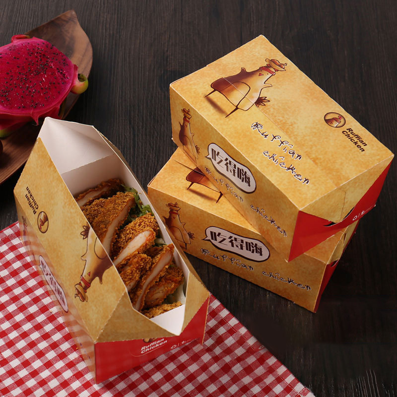 Hot selling chicken nuggets chicken chops takeaway packaging fried chicken and chips packaging in stock