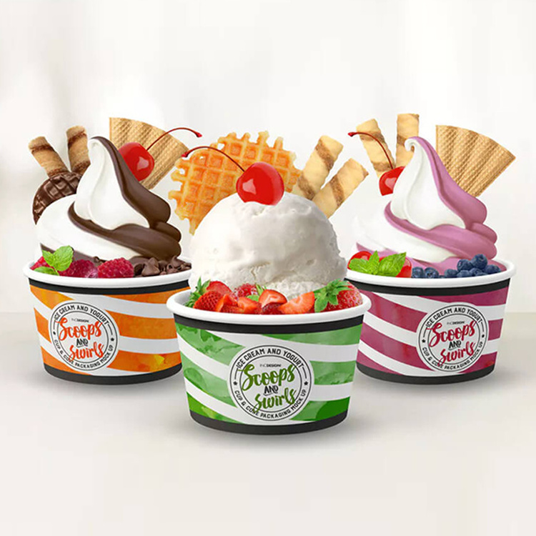 Custom ice cream tub tube packaging suppliers oz ice cream sticks popsicle paper cups plastic bowl containers with dome lids