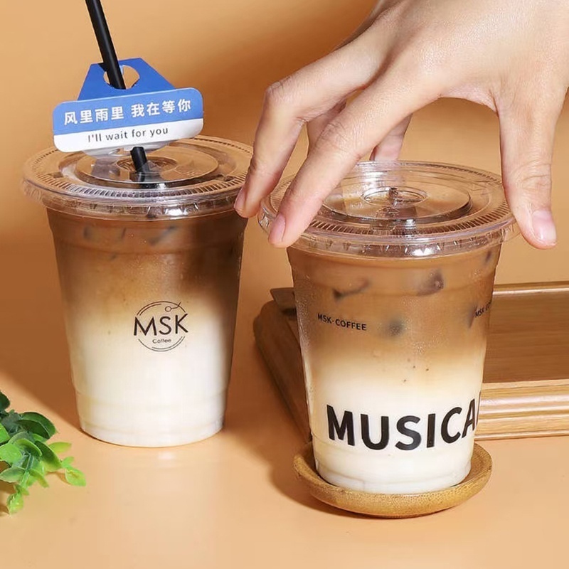 Custom Printed Clear 16 20 32 Oz Pp Transparent Disposable Cup With Lid Boba Bubble Milk Tea Pet Plastic Cups