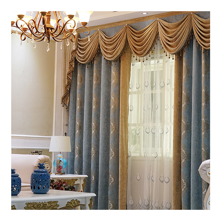 European style decoration window curtains Jacquard Curtain with valance design