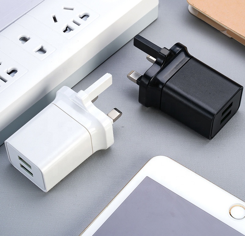 2023 5V 2A Dual Port Fast Charging UK Plug Adapter Mobile Phone USB Wall Charger For infinix Tecno