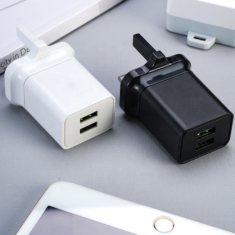 2023 5V 2A Dual Port Fast Charging UK Plug Adapter Mobile Phone USB Wall Charger For infinix Tecno