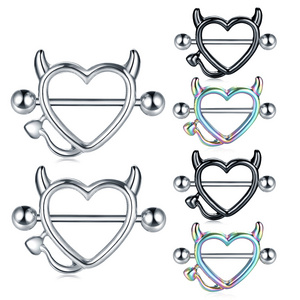 Stainless Steel Nipple Piercing Heart Barbell 14G Nipple Shield Ring Charming Nipple Rings For Women Body Piercing Jewelry