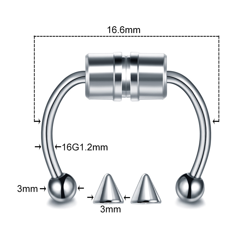 316L Surgical Steel Fake Nose Piercing Horseshoes Magnetic Septum Ring Magnetic Piercing Nose Hoop Rings