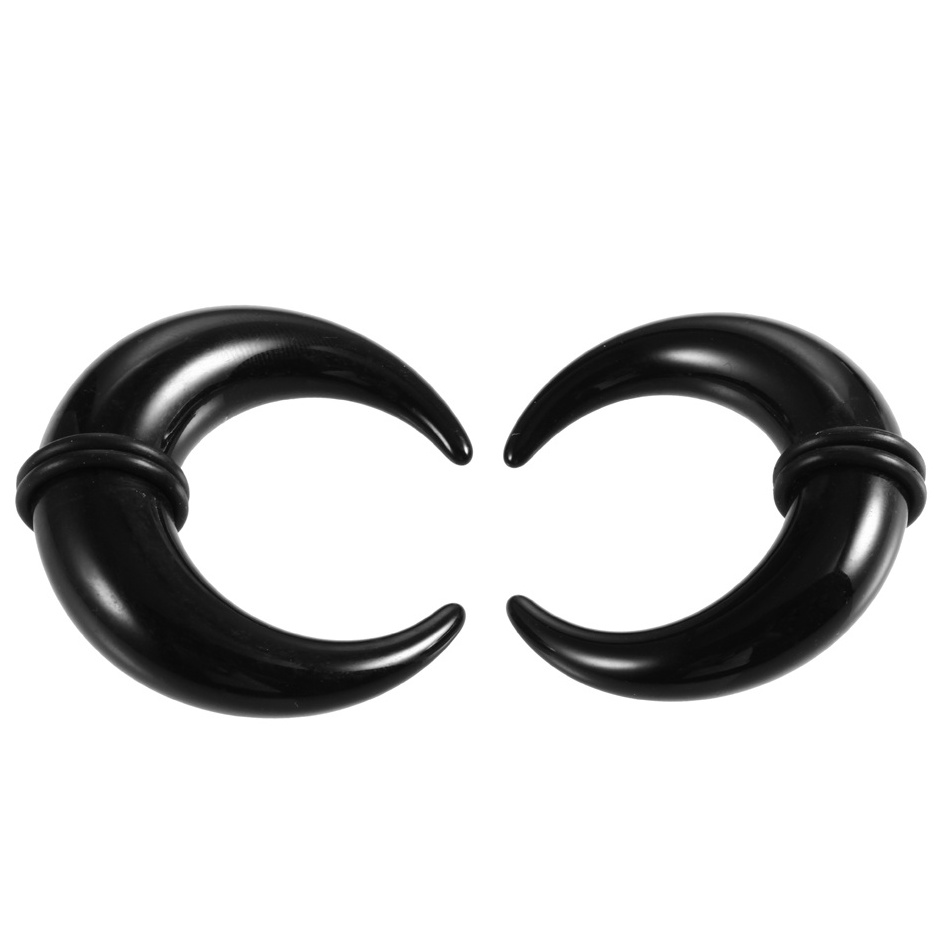 2Pcs/Lot Acrylic Horn Ear Taper Stretcher C Shape Buffalo Ear Pincher Expander Septum Rings Piercing Jewelry With O-Rings