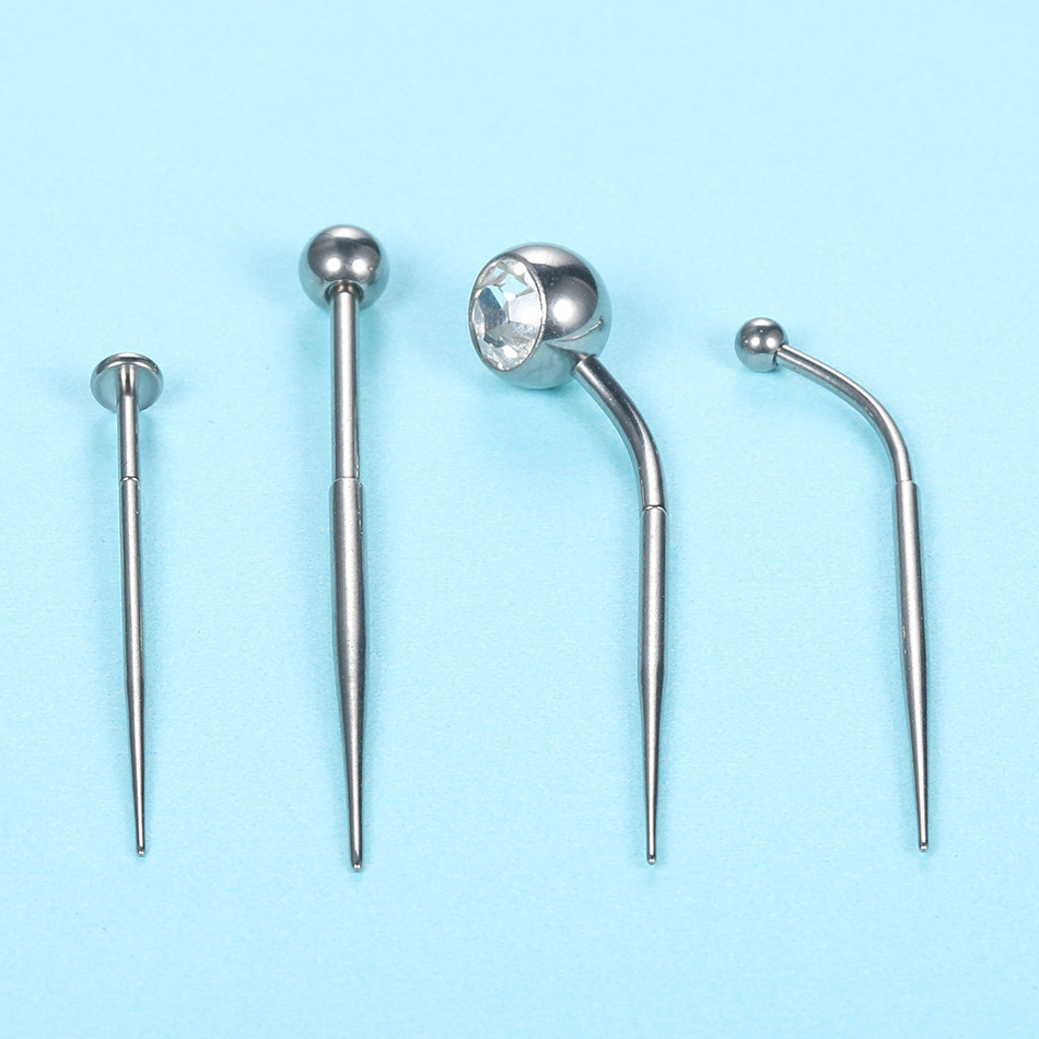 ASTM F136 Titanium Insertion Pin Taper Threaded Ear Taper Labret Lip Nose Nipple Dermal Pull Pin Tools Body Piercing Jewelry