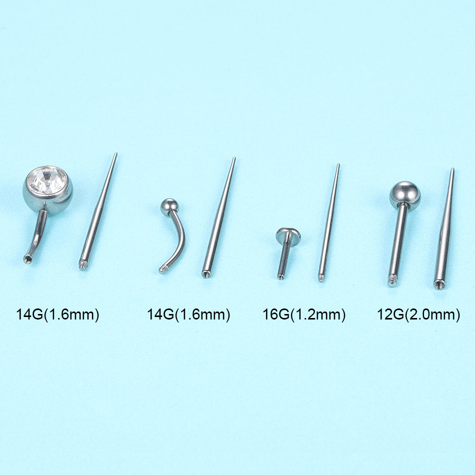 ASTM F136 Titanium Insertion Pin Taper Threaded Ear Taper Labret Lip Nose Nipple Dermal Pull Pin Tools Body Piercing Jewelry