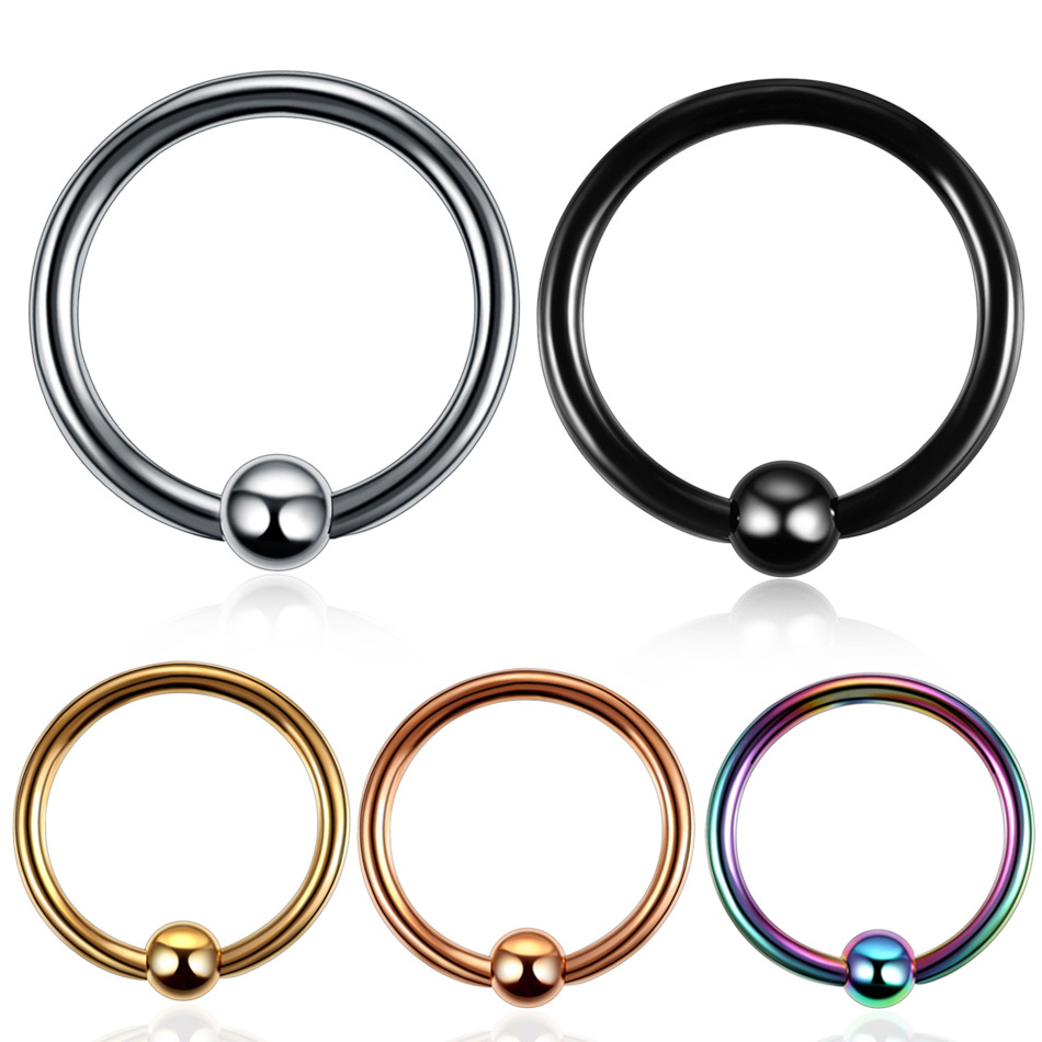 316L Surgical Steel Nose Septum Rings Helix Tragus Piercings Earring Large Gauge CBR Captive Bead Rings Body Jewelry