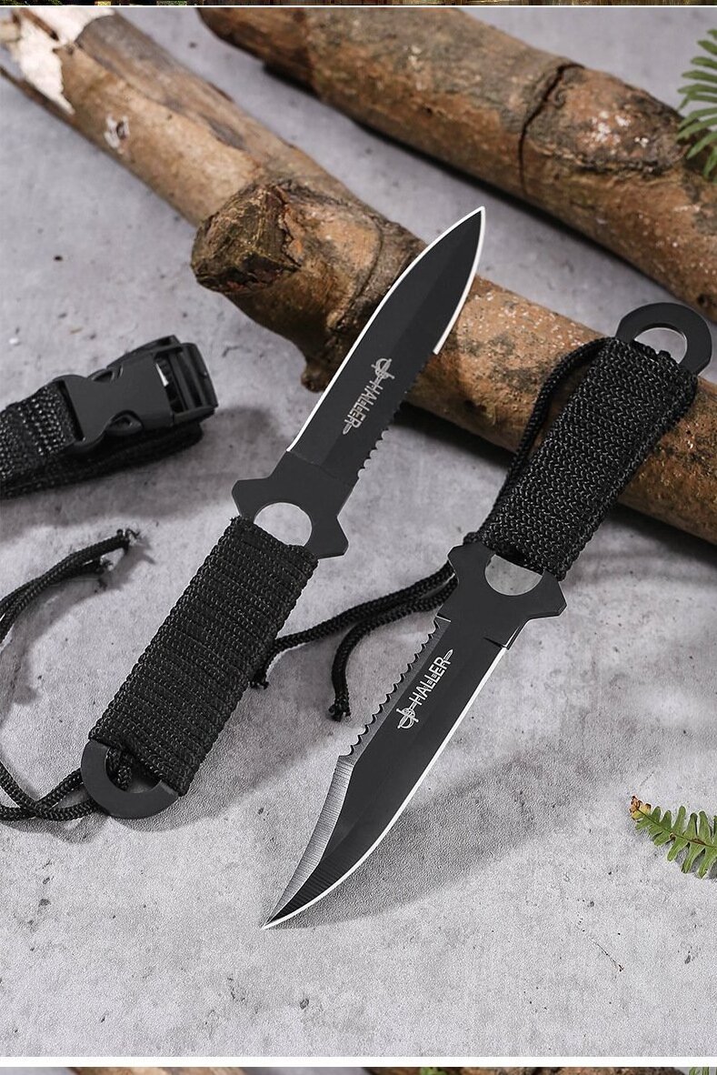 Outdoor diving multi-functional high hardness outdoor straight knife