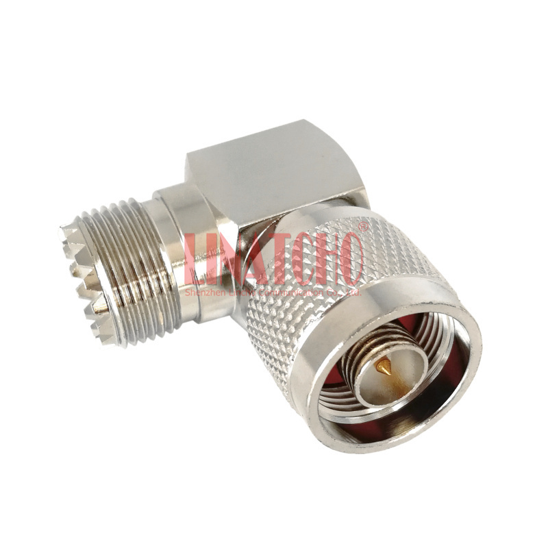 50 ohm Brass 90 Degree Right Angle N Connector N Male to SO239 UHF Female