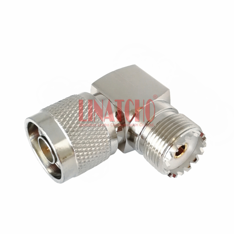 50 ohm Brass 90 Degree Right Angle N Connector N Male to SO239 UHF Female