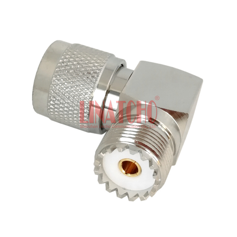 50 ohm Brass 90 Degree Right Angle N Connector N Male to SO239 UHF Female