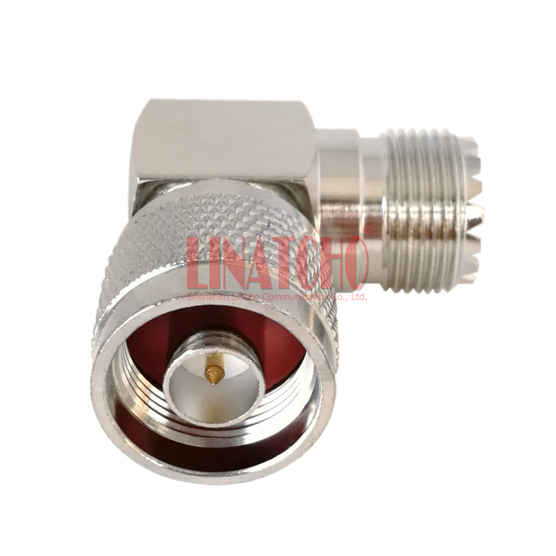 50 ohm Brass 90 Degree Right Angle N Connector N Male to SO239 UHF Female