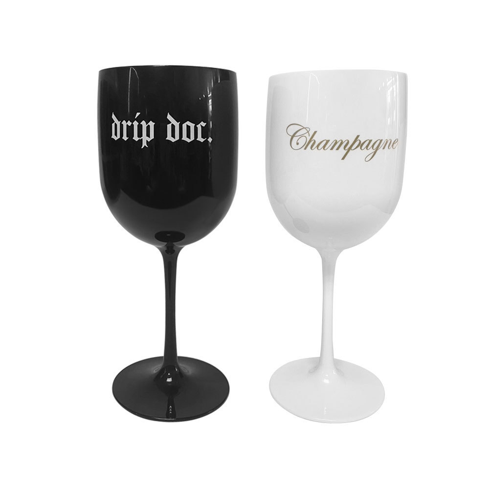 480ml Plastic Champagne Glass Unbreakable Pink Black White Ice Imperial Champagne Glasses Cups Goblet wine Glasses