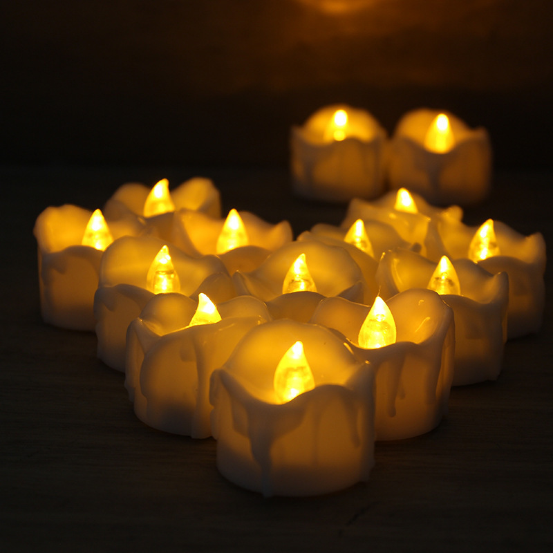 Battery Operated LED Decorative Candles Flashing Flameless Flickering LED Tea Light Timer Candles