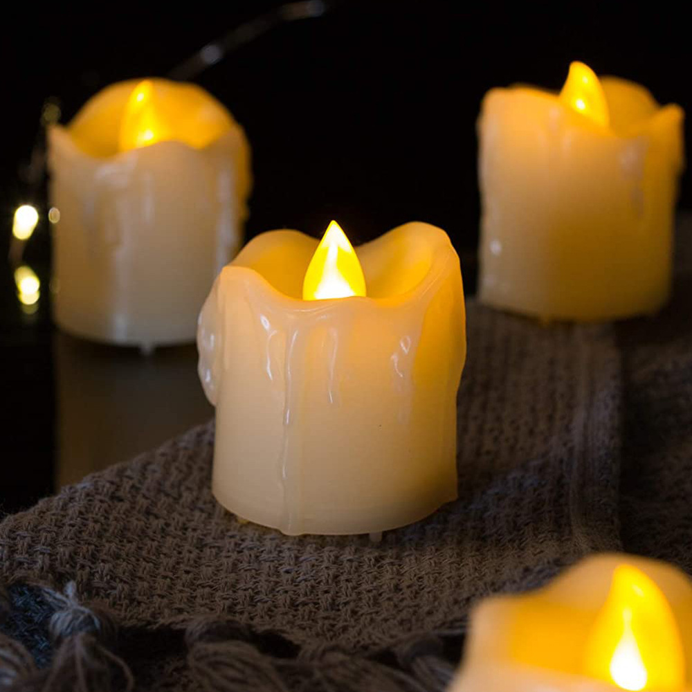 Battery Operated LED Decorative Candles Flashing Flameless Flickering LED Tea Light Timer Candles