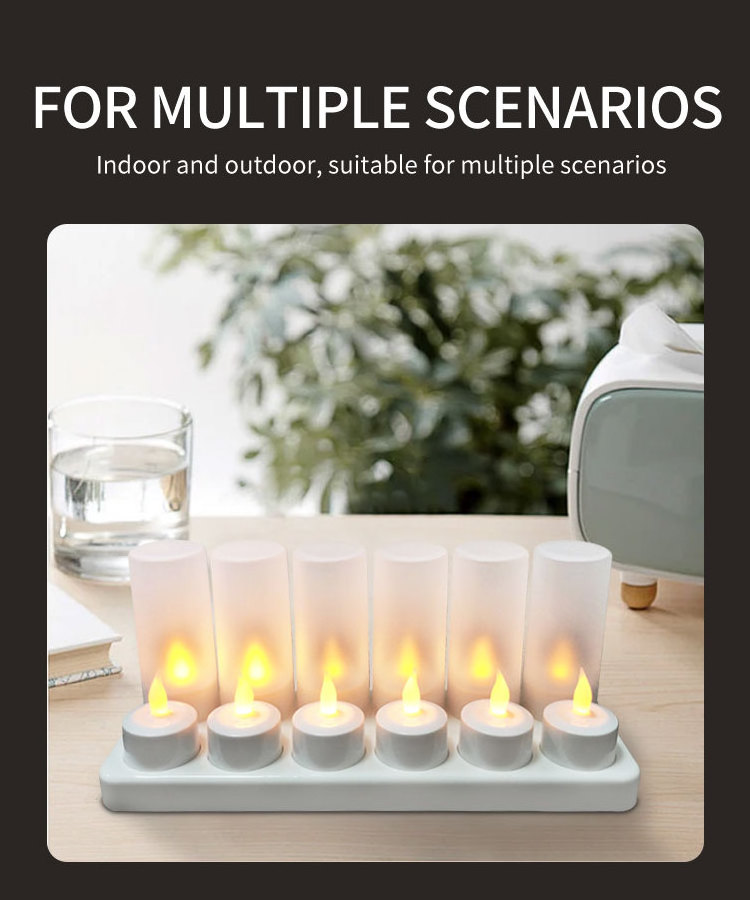 Set Of 12 Rechargeable Led Candle Flameless Candles With Rechargeable Base Flickering Led Tea Lights for Christmas