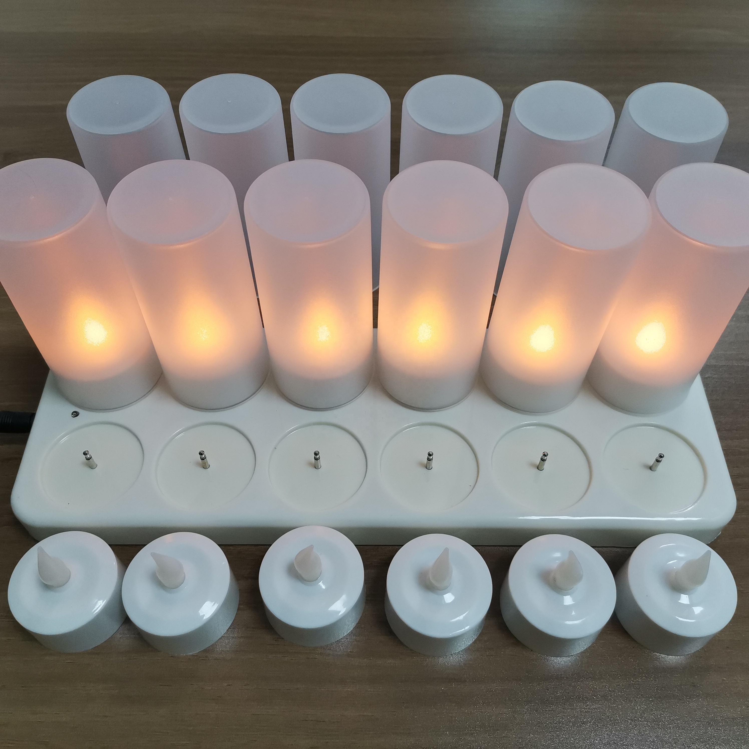 Set Of 12 Rechargeable Led Candle Flameless Candles With Rechargeable Base Flickering Led Tea Lights for Christmas