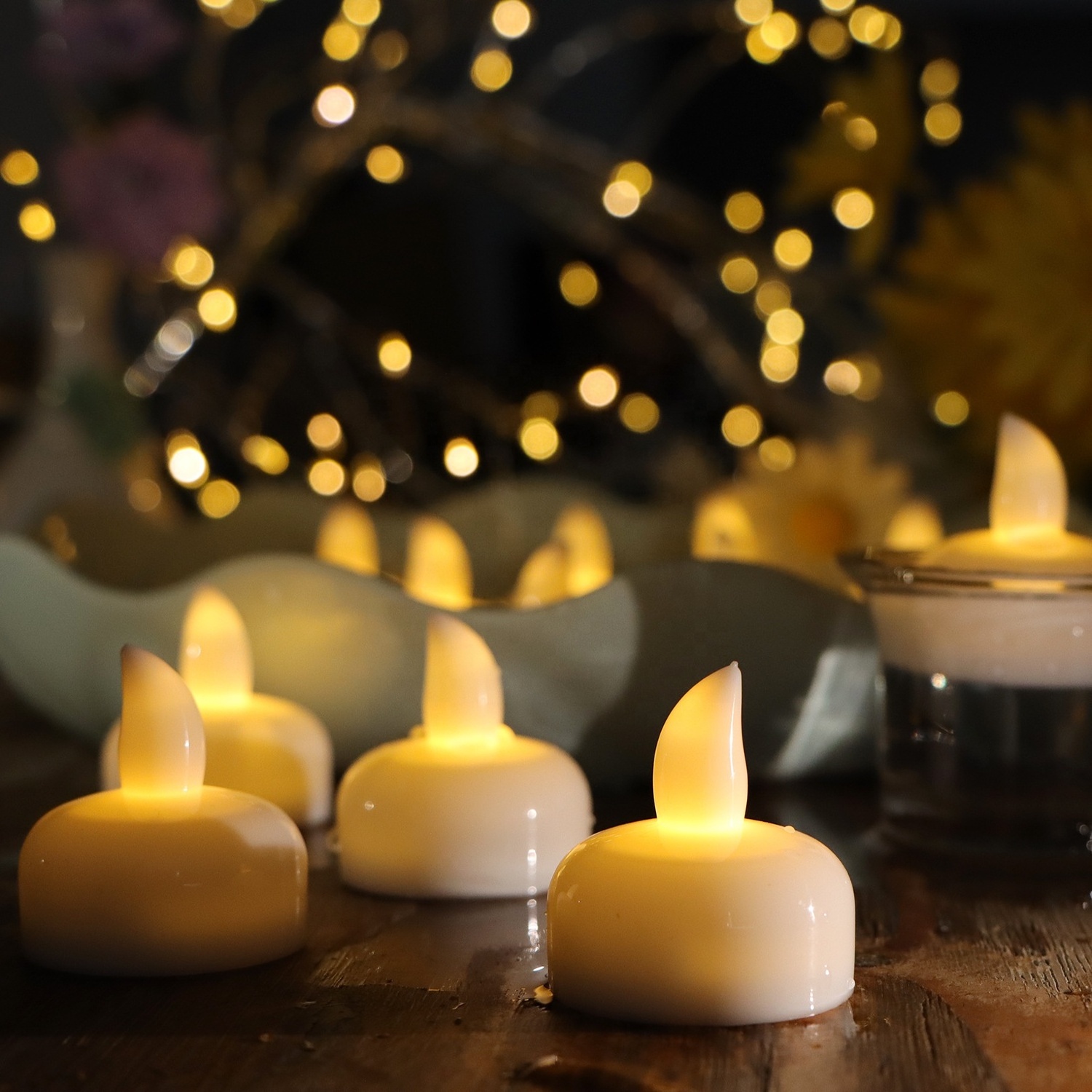 Battery Operated Waterproof Floating Tea Candle Water Activated Flameless Led Tea Light Mini Candles For Wedding Party