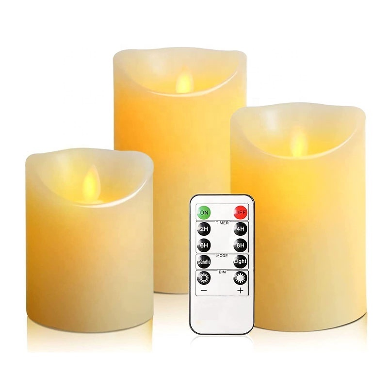 Hot Sale 3d Flame Led Tealight Candle Halloween Decoration 3 Pack Led Flameless Candles with Remote Control