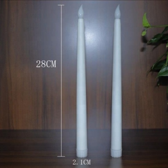 D2.1*H28cm Flameless Ivory Taper Candles Flickering Battery Operated Led Warm 3D Wick Light Window Candles for Christmas Home