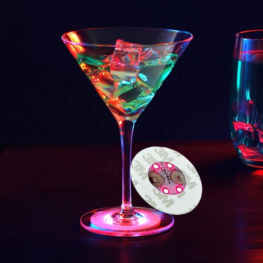 Party Decoration Led Bottle Light Drink Coaster Waterproof Light Up Cocktail Champagnes Sticker Light Vodka Led Coaster