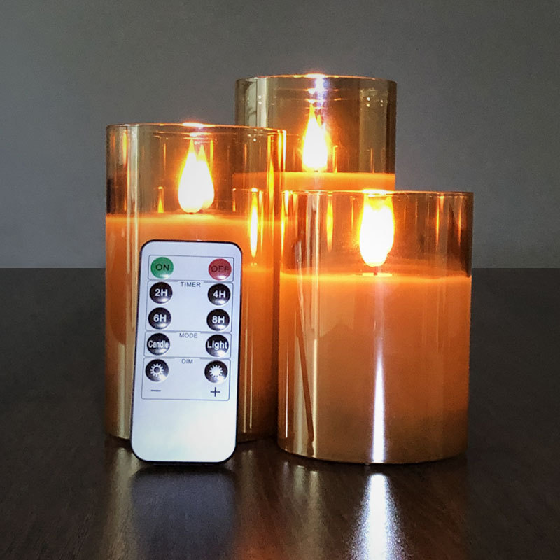 Elegant Led Magic Candle Battery Operated Flickering Flameless Candles Glass Led Candles with Remote and Timer