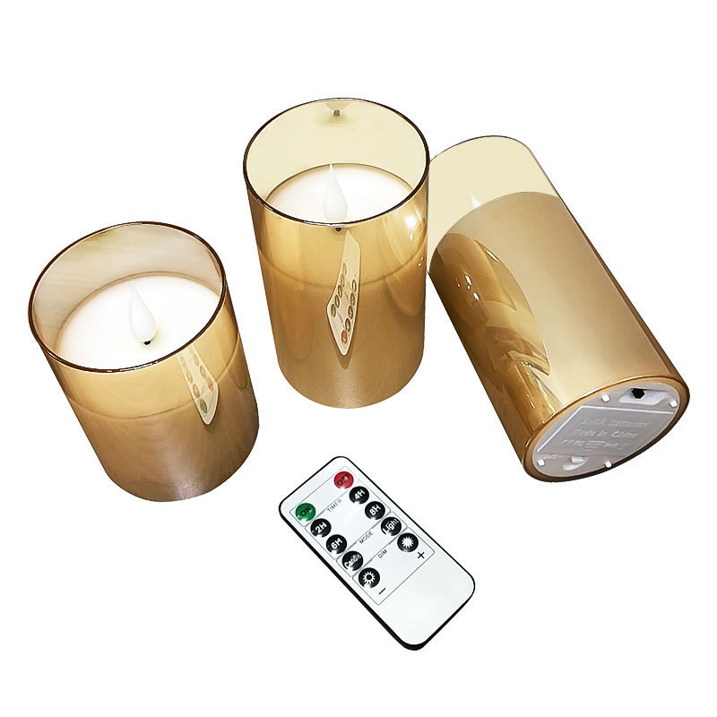 Elegant Led Magic Candle Battery Operated Flickering Flameless Candles Glass Led Candles with Remote and Timer