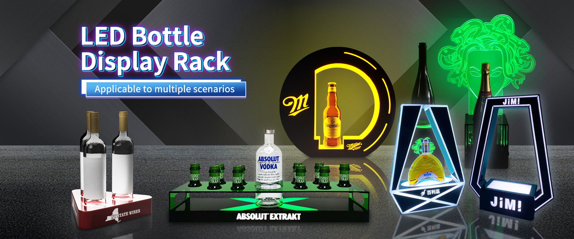 OEM Acrylic LED Bottle holder Presenter Glorifier Display VIP serving LED light stand holder for night club bar