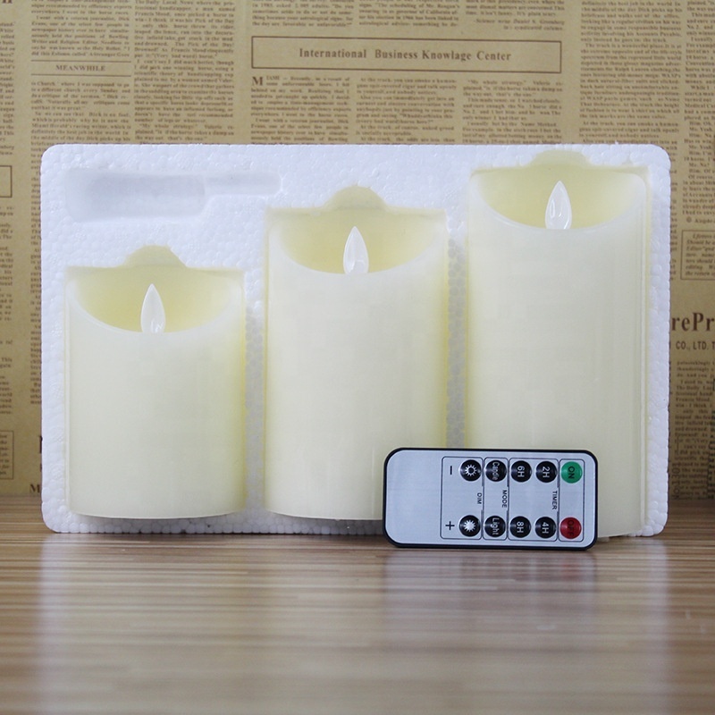 Elegant Pillar Flameless Candles Moving Flame Paraffin Wax Candle Light Christmas Flickering Electric Led Candle With Remote