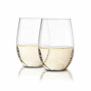 Tritan 12oz 16oz Plastic Glass Unbreakable Wine Glasses clear stemless wine glass Reusable Shatterproof Plastic Cups