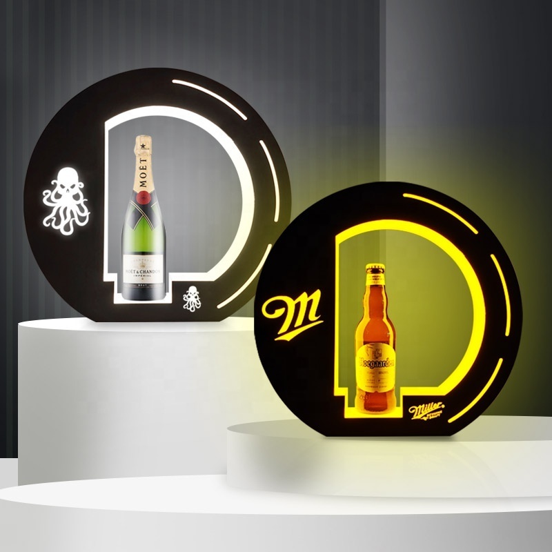 OEM Acrylic LED Bottle holder Presenter Glorifier Display VIP serving LED light stand holder for night club bar