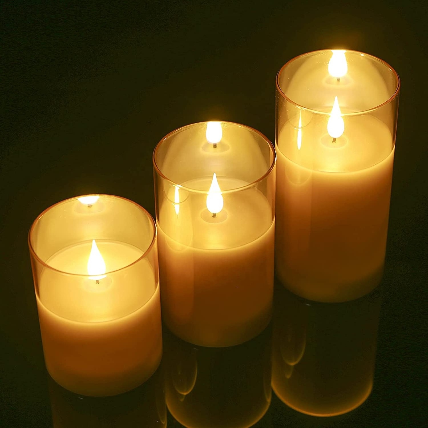 Elegant Led Magic Candle Battery Operated Flickering Flameless Candles Glass Led Candles with Remote and Timer