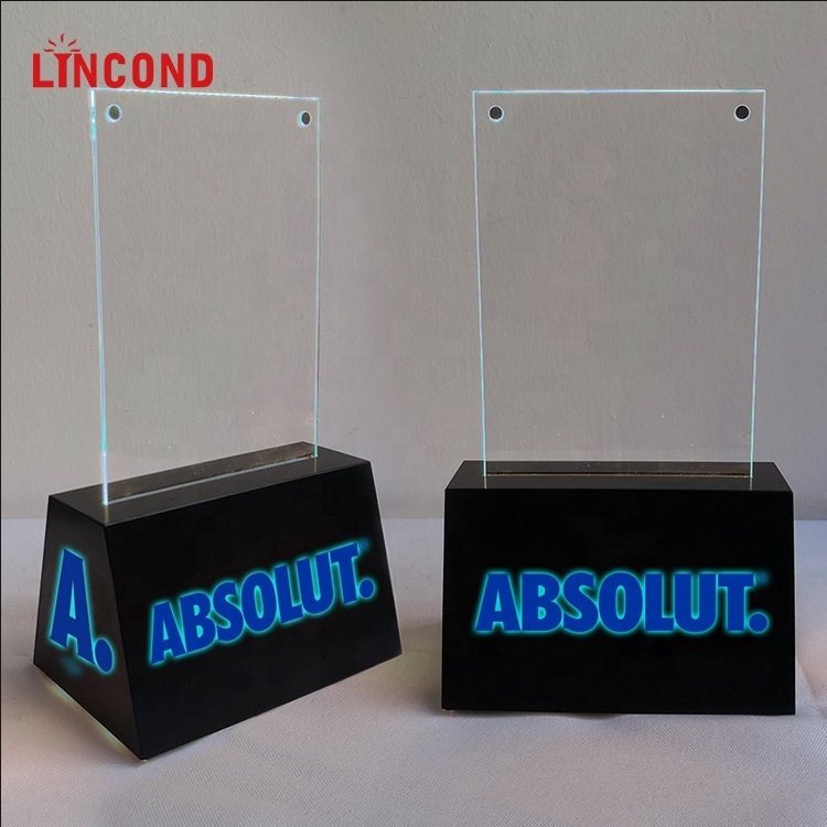 Custom High Quality Acrylic LED table tent LED menu holder Light Up Menu card for Restaurant