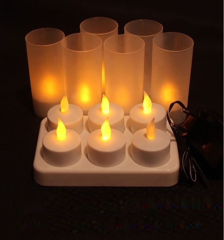 6pcs/set Usb Rechargeable Electric Led Tealight Candle Led Tealight Candle for Christmas Home Decoration