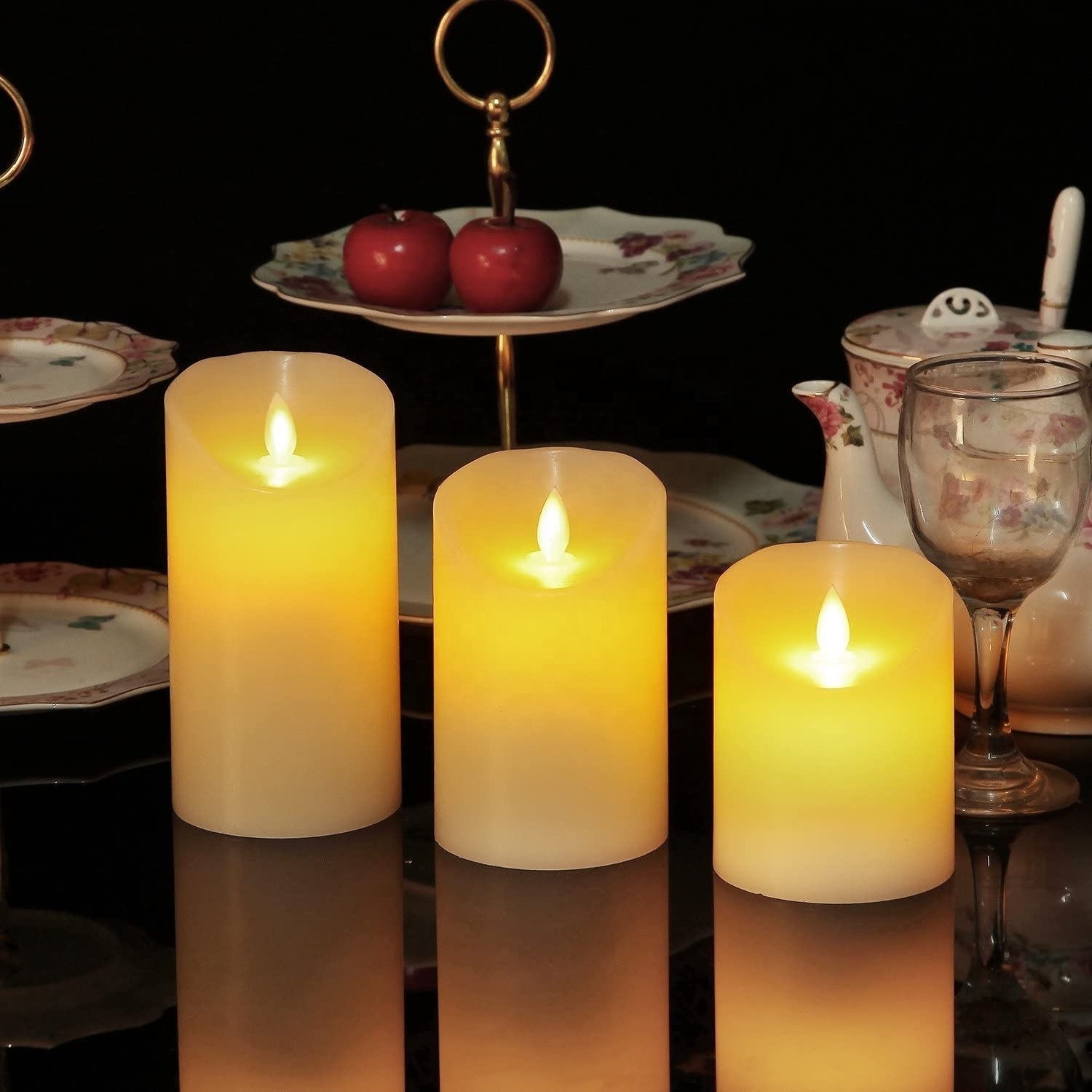 Elegant Pillar Flameless Candles Moving Flame Paraffin Wax Candle Light Christmas Flickering Electric Led Candle With Remote