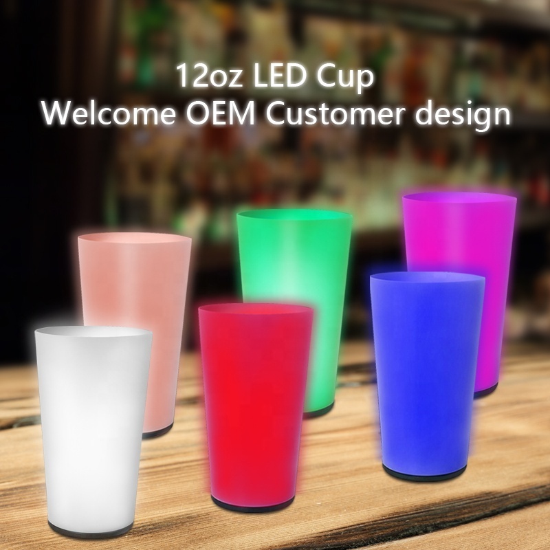 Multicolor LED Light Up Cups for Parties 12oz,14oz Liquid Activated Flashing Glowing Plastic Beer  Cups