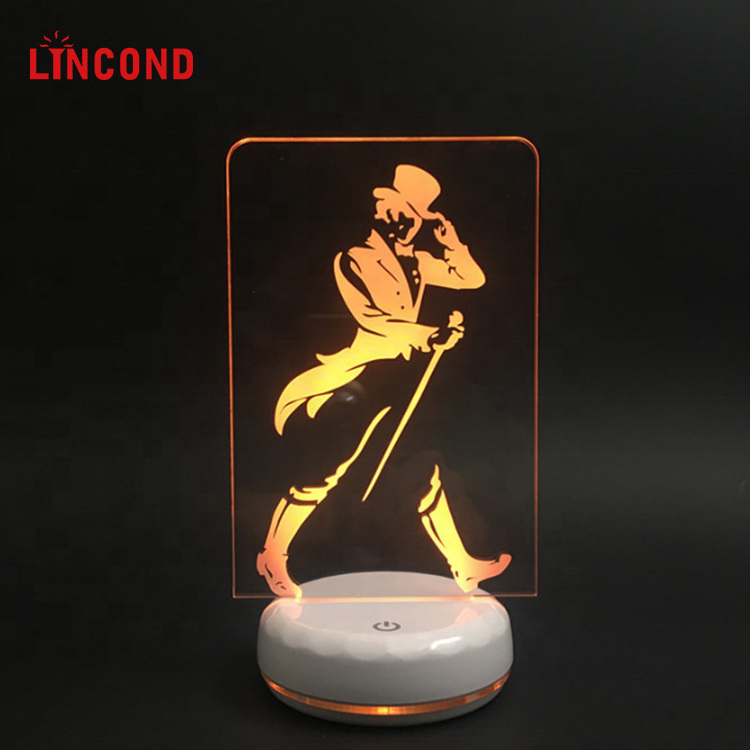 Lincond Hot Sale LED Display Wireless Menu Light Acrylic Tent Card Menu