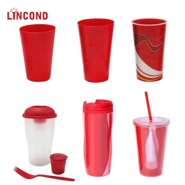 Lincond Customized CMYK Printed reusable PP plastic cup 16OZ 23OZ 32OZ large capacity reusable Plastic Tumbler Stadium Cup